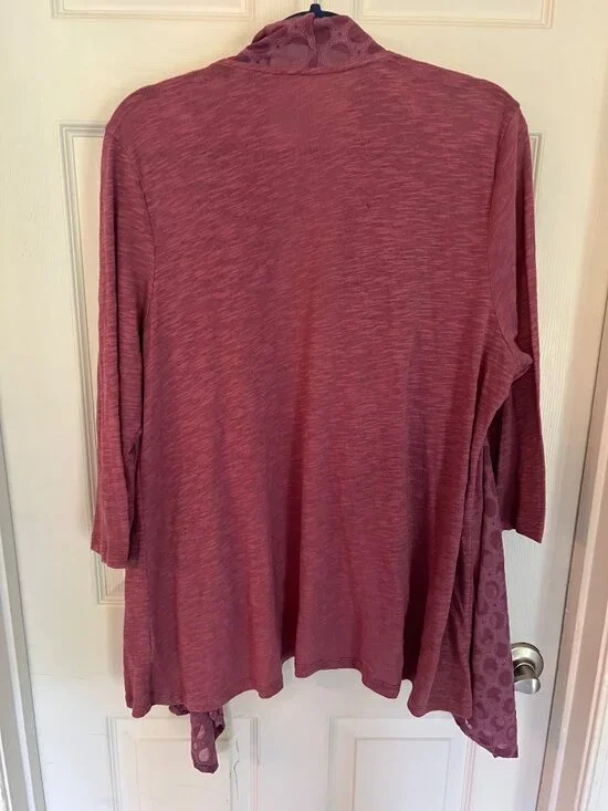 LOGO by Lori Goldstein Purple 3/4 Sleeve Open Cardigan Sweater Size XL - Picture 5 of 6